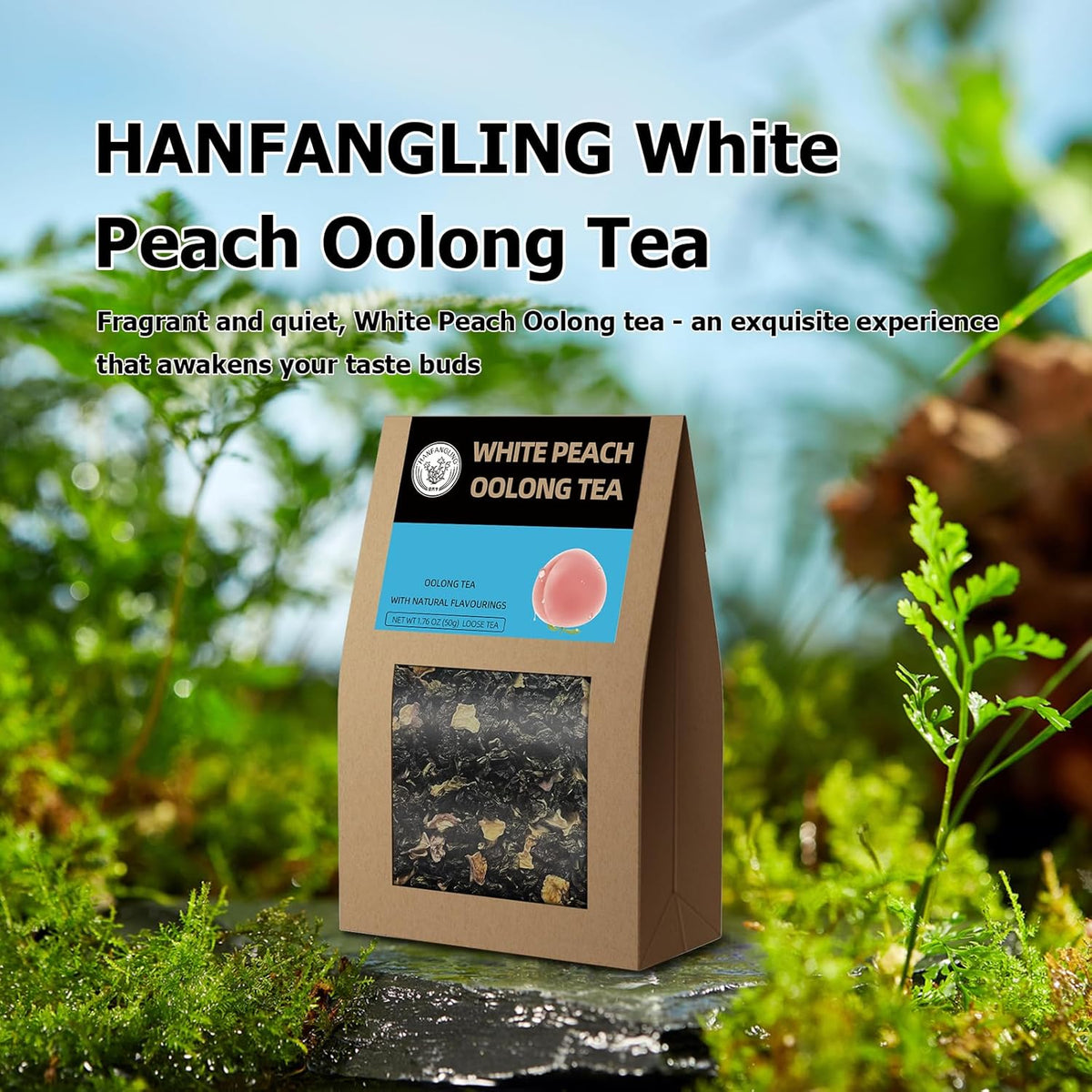 Hanfangling White Peach Oolong Tea, Refreshing, Caffeine Alternative, Fresh Sweetness of White Peach and Aromatic Taste of Oolong Tea Loose Leaf
