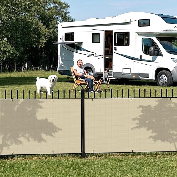 2.5' x 133' Balcony Privacy Screen Fence Cover with Zip Ties Grommets for Apartment Patio Porch Deck Backyard Outdoor (Beige)