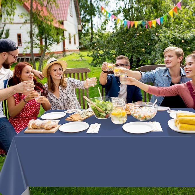 16 Pack Navy Blue Plastic Tablecloth for Rectangle Tables, Premium Decorative Navy Blue Disposable Table Cloths for Parties, Rectangle Party Table Cover for Birthday Wedding Banquet Event, 54x108 Inch