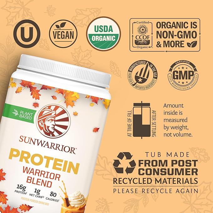 Sunwarrior Vegan Protein Powder Plant-Based USDA Organic Protein Bcaa Amino Acids Hemp Seed Keto Friendly Soy Dairy Gluten & Synthetic Free Non-GMO