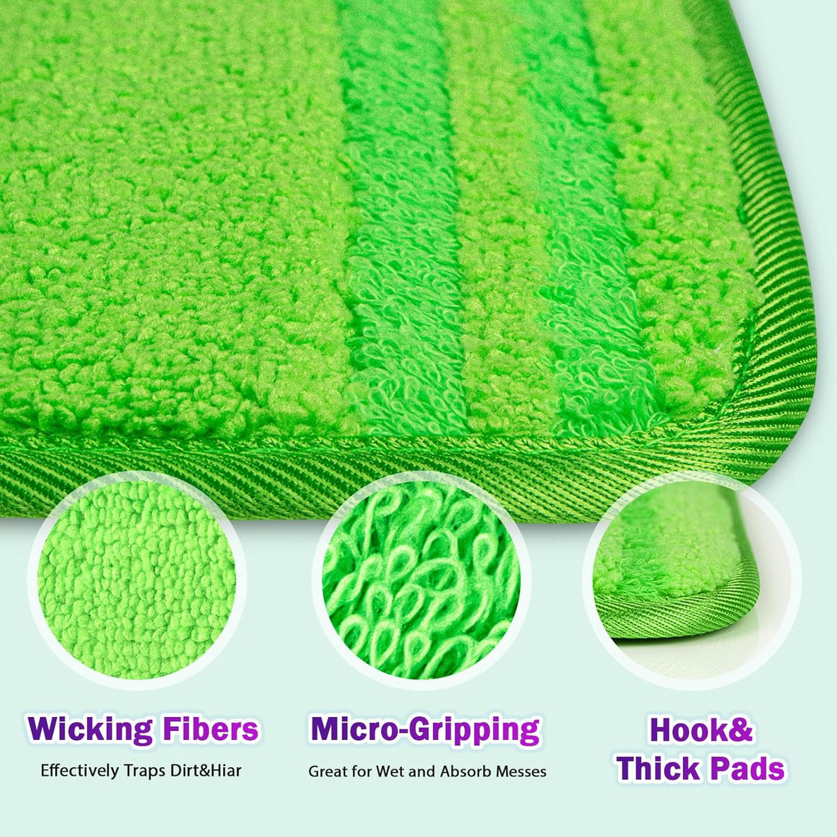 Orighty Reusable Mop Pads Compatible with Swiffer WetJet - Microfiber Pad Refill Machine Washable for Household Cleaning - Cleaning Floor Mop Head Pads Work Wet and Dry - Pack of 2