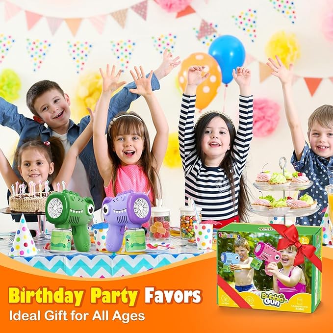Toys for Ages 3-8 Boys Girls: Yunaking 2 Pack Bubble Machine Gun for Kids Rechargeable with Bubble Solutions, Kids Toys Gifts for 3 4 5 6 7 8 Years Old Boy Girl Birthday Toy for Kid Toddlers Ages 4-6
