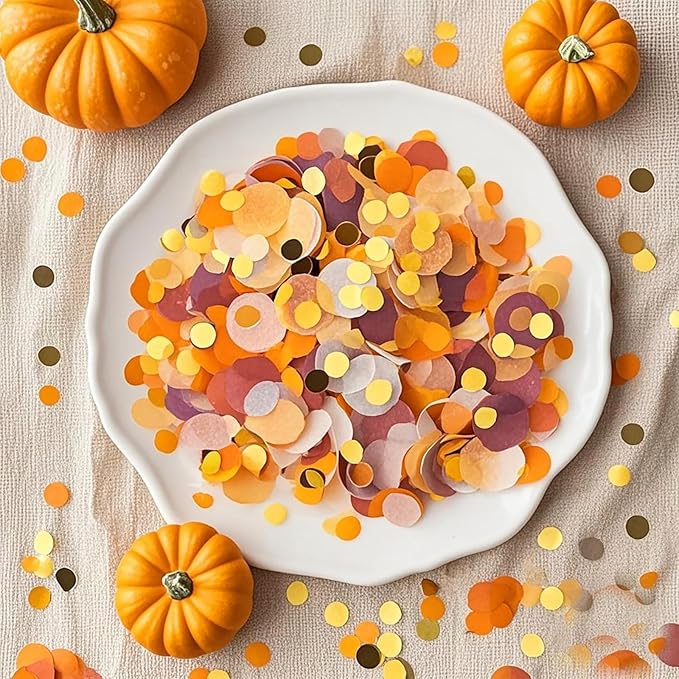 Fall Confetti/Maroon Orange Gold Confetti/Thanksgiving Decorations/Burgundy Orange Gold FAll Birthday Decorations Weddings Burgundy
