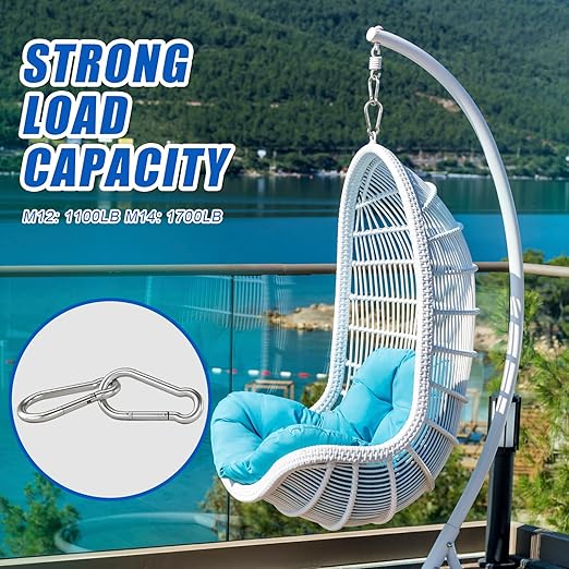 Large Carabiner Clip Hooks, 4pcs 7 inch Carabiners Heavy Duty, 304 Stainless Steel Spring Snap Hook Fits Camping Hanging Hiking Weight Lifting, Metal Clips for Rope or Chain
