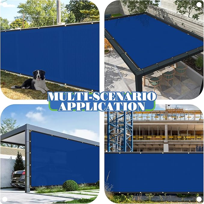 ECOOPTS 4'x118' Privacy Fence Screen Windscreen with Copper Grommets, Fit for Commercial Fence and Residential Garden Outdoor 90% UV Blockage, Cable Zip Ties Included (Blue)