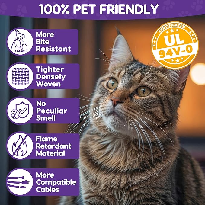UOMTFAI Cord Protector for 1 Cord 10ft 3/10 Inch, Flexible Cord Protectors from Pets No Chew Cable Management Cable Sleeve, Cable Organizer Cord Cover for USB Power Cords Audio and Video Cords