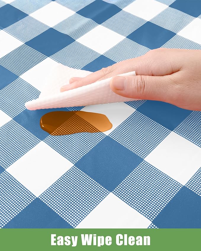 Smiry 8 Packs Gingham Disposable Table Cloth, 54 x 108 Inch Waterproof Plastic Tablecloth, Rectangle Aqua and White Checkered Table Covers for Picnic, Birthday, Party