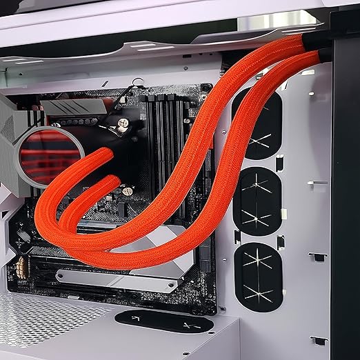 Electriduct 1/8" Hook Self Closing Sleeve Braid Wrap Around Sleeving Flame Retardant Flexible Mesh Cord Cover Cable Protector Wire Organizer - 10 Feet - Orange
