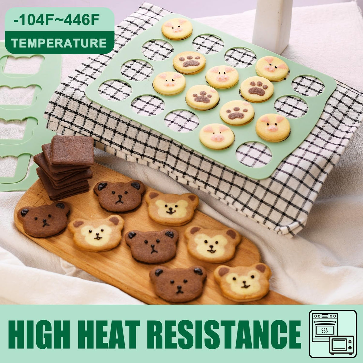 Qeleg 4Pcs Cookie Molds Chocolate Chablon Cookies Stencil Mold Set for Cake Decoration QLG116/120HBGJ2393/2396