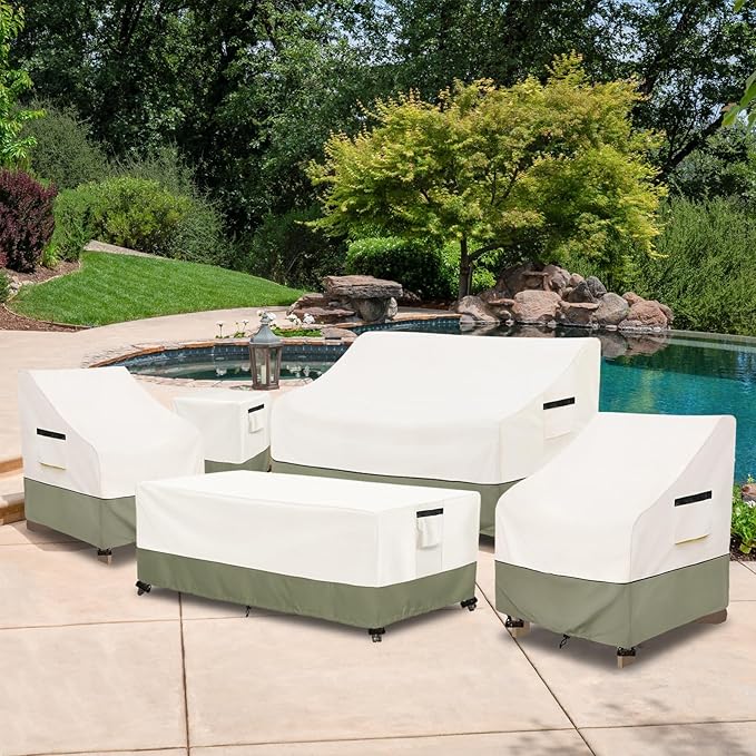 Outdoor Ottoman Cover 25 W x 25 D x 18 H inches,600D Heavy Duty Waterproof Patio Ottoman Cover,Patio End Table Covers