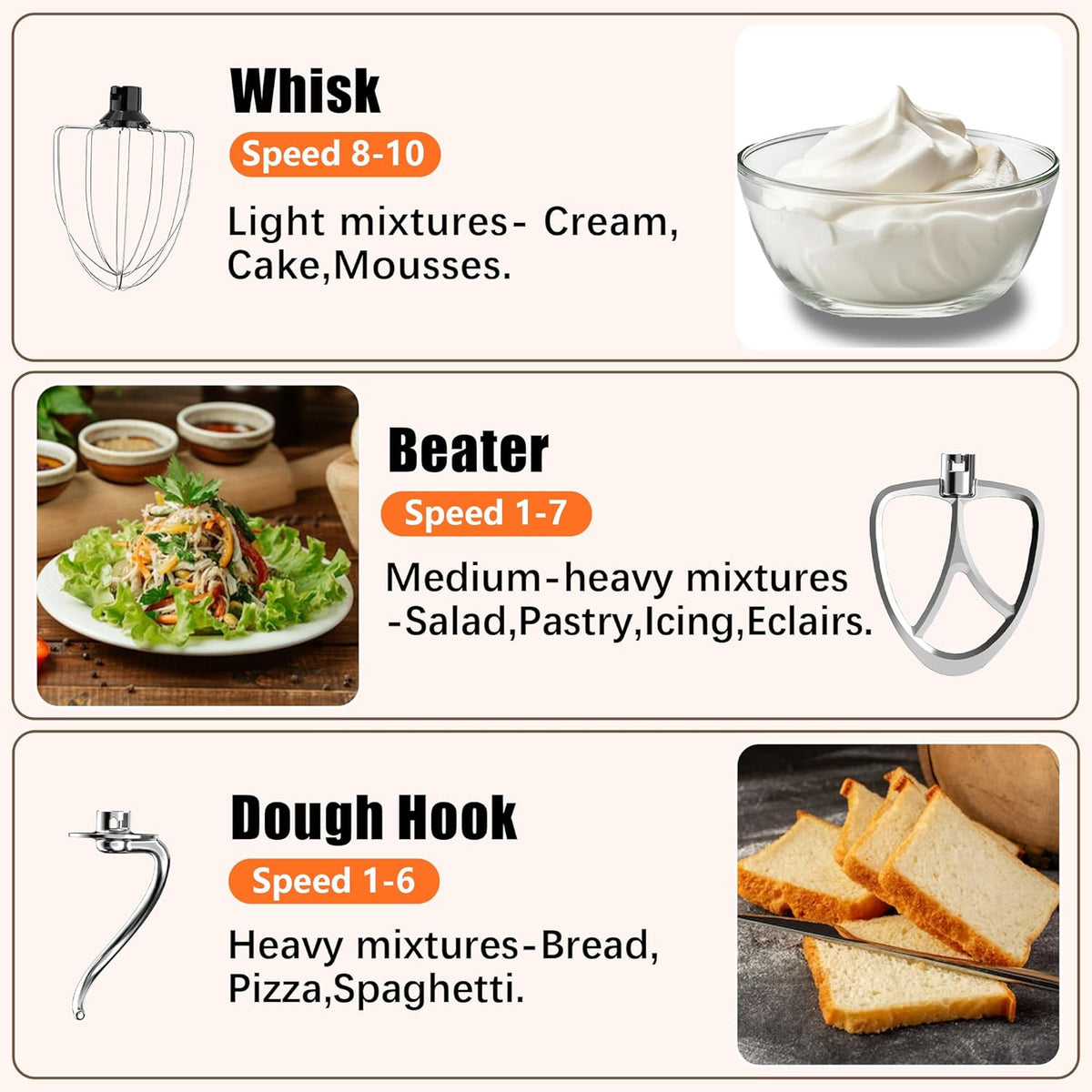 Stand Mixer, 6.5QT 660W 10-Speed Tilt-Head Electric Kitchen Stand Mixer, Food Mixer with Dishwasher-Safe Dough Hook, Egg Whisk, Flat Beater for Baking, Cake and Most Home Cooks (Black)