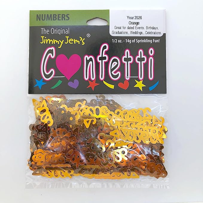 Confetti Year 2026 Orange - 4 Half Oz Bags (2 oz) #7343 Q02
