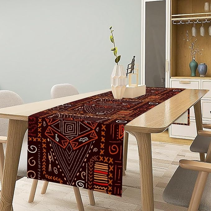 African Table Runner, African Aboriginal Ethnic Tribal Table Runner for Dining Kitchen Farmhouse Party Coffee Home 13x120in