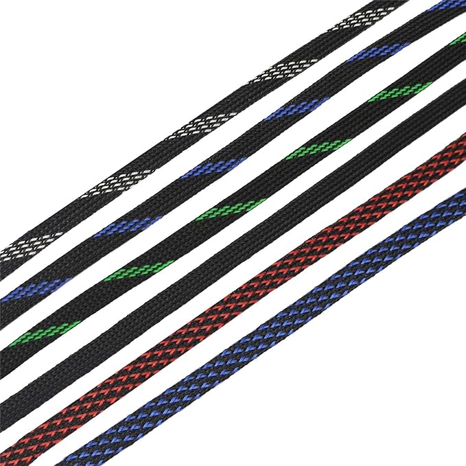 30ft PET Expandable Sleeving Wire Cable Sleeve (2/3", Red&Black)