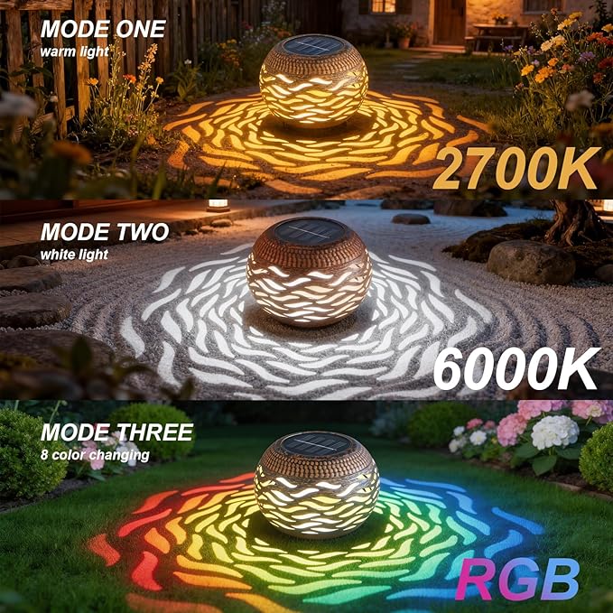 Solar Lanterns Outdoor Waterproof,3 Mode Retro Metal Solar Lantern Lights - 8 Color Changing Decorative Table Lantern Gifts for Women- Garden Yard Patio Outside & Indoor Tabletop Decor 2 Pack