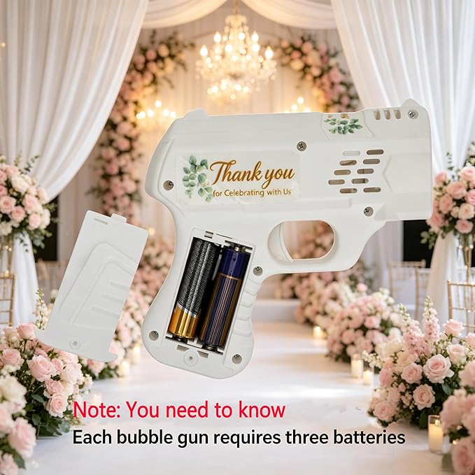 24 Pack Wedding Bubbles Machine Party Set, Automatic Bubble Guns with Bubble Concentrate, Suitable for All Types of Parties and Events (Without Battery)