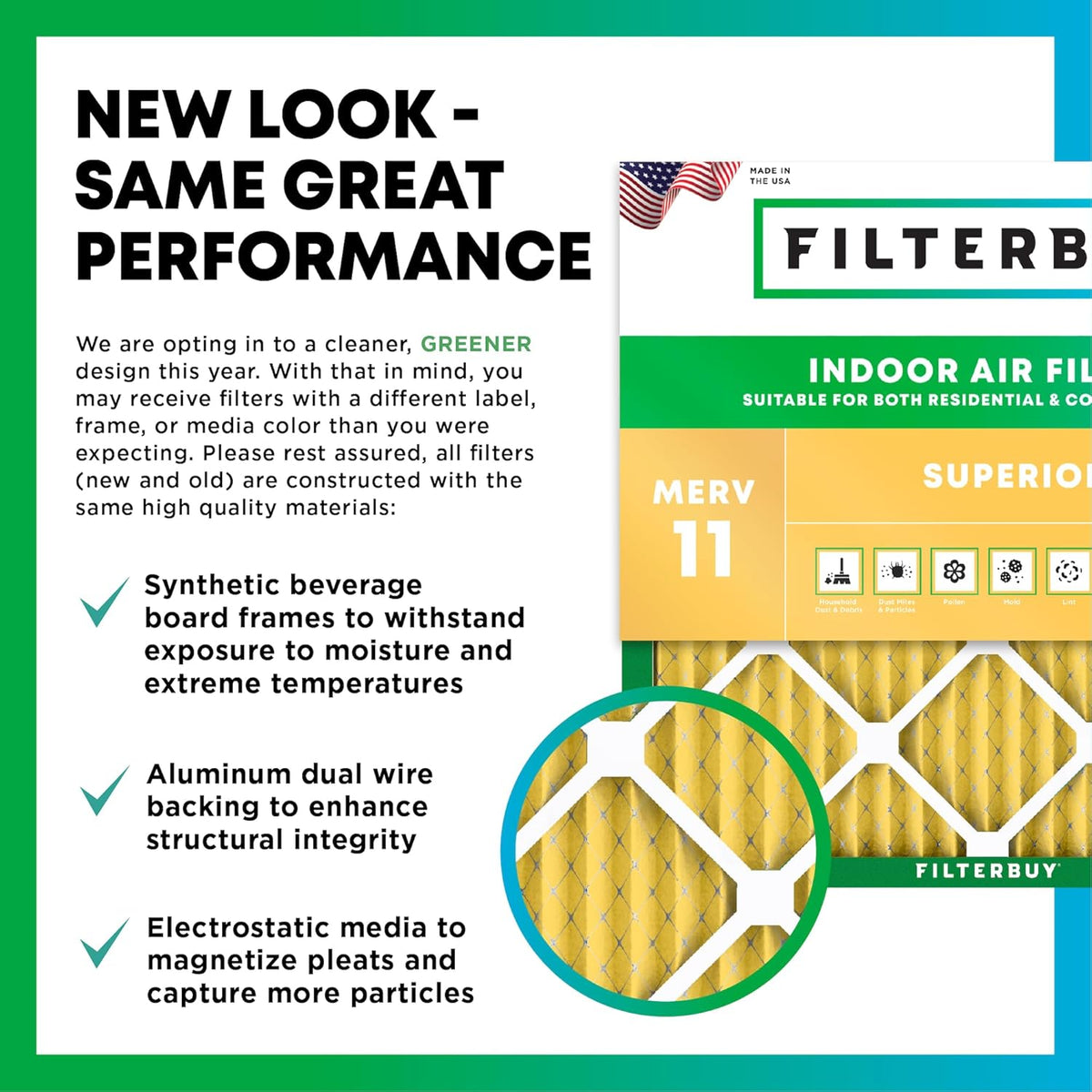 Filterbuy 8x14x1 Air Filter MERV 11 (MPR 1200) Allergen Defense Replacement (4-Pack), Electrostatic Pleated HVAC AC Furnace Filters, Made in USA (Actual Size: 7.50 x 13.50 x 0.75)