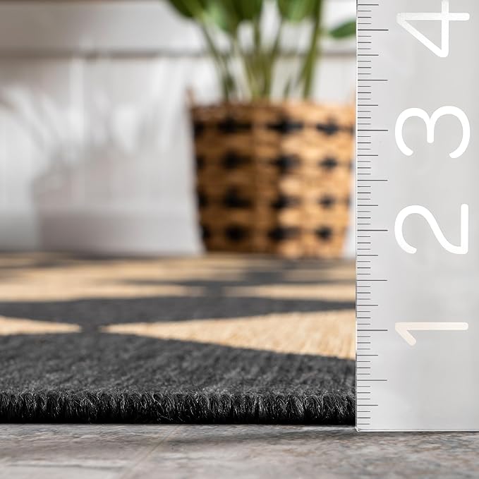 Nuloom Outdoor Performance Collection Sabina Dark Grey/Ivory, 2' x 6', Soft, High Traffic, Stain Resistant, Easy Clean, Durable Runner for Indoor/Outdoor Patio, Deck, Porch, Garden, Courtyard