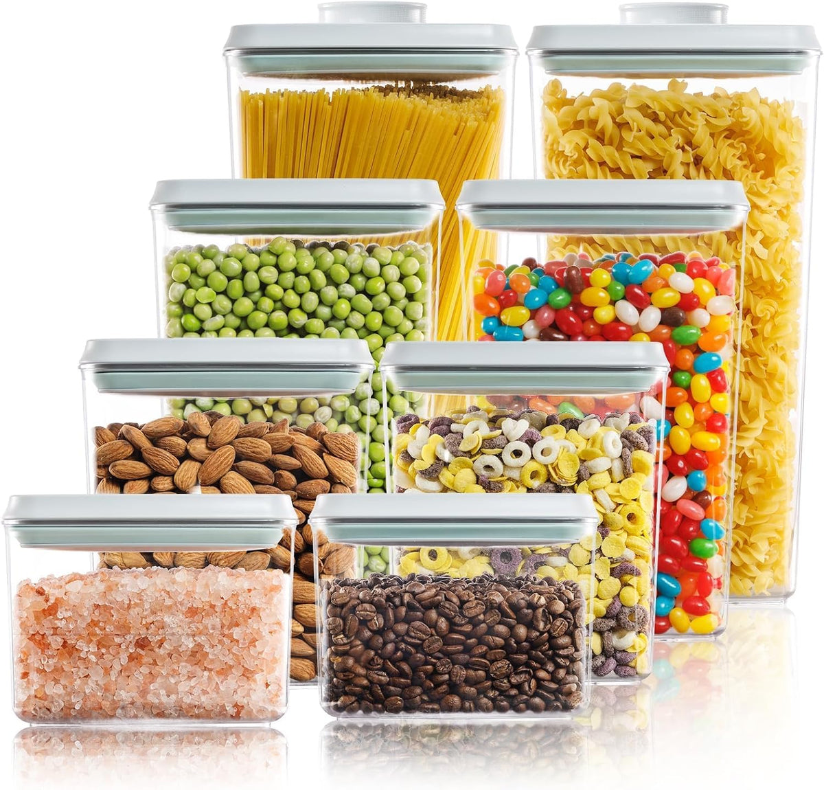Pop Storage Set – 4 Pack Airtight Food-Grade Containers with Lids, BPA-Free, with Measurement Marks for Flour, Sugar, Pantry Organization