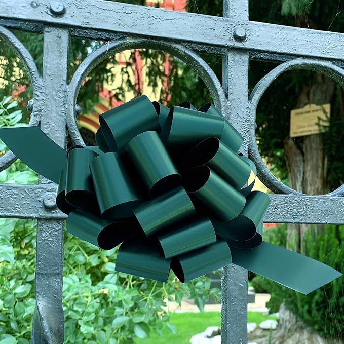 Large Hunter Green Pull Bows - 9" Wide, Set of 6, St. Patrick's Day, St.Paddy's Day, Gift Wrapping, Wreaths, Bows, Present