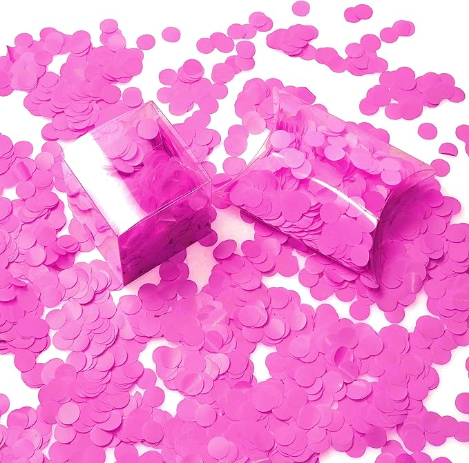Hot Pink Metallic Foil Round Table Confetti Decor Circle Dot Mylar Table Scatter Confetti Girls Women Birthday Wedding Bachelorette Under the Sea Baby Shower Graduation Party Confetti Decorations, 60g
