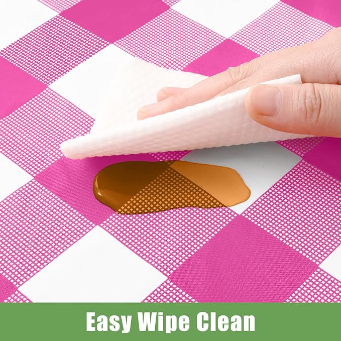 Smiry 5 Pack Hot Pink Gingham Disposable Tablecloths - 54" x 108" Heavy Duty Plastic Table Cloth, Waterproof Buffalo Plaid Table Covers for Picnic, Banquets, Parties