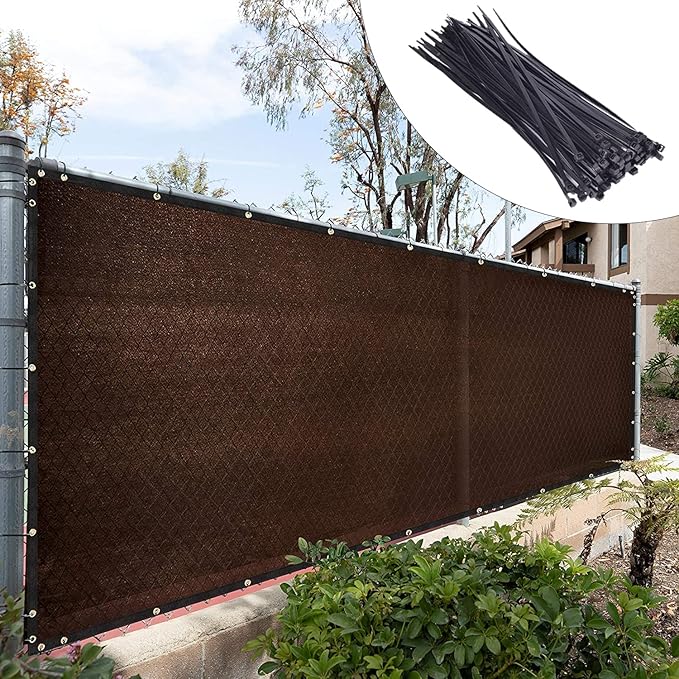 Royal Shade Custom Size 4' x 29' Brown Fence Privacy Screen Windscreen Cover Netting Mesh Fabric Cloth - Cable Zip Ties Included (We Make Custom Size)