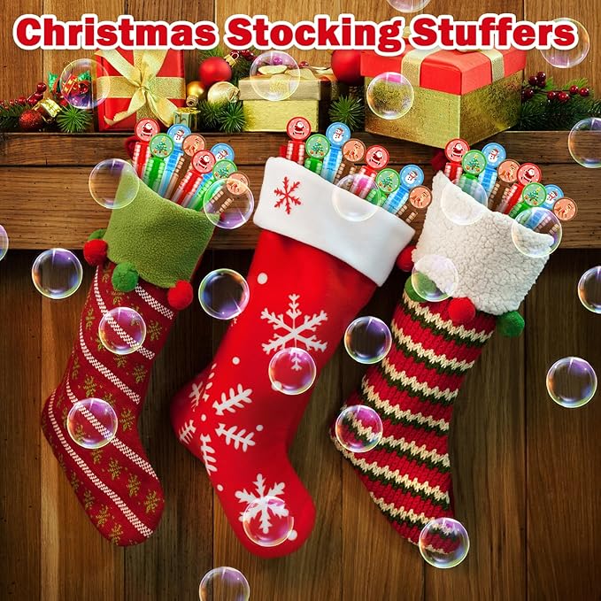100 Pack Winter Small Gifts Toys Prizes for Kids, Bulk Easter Mini Bubble Wands Party Favors Accessories for Toddlers, Holiday Non Candy Treats Goodie Bag Stuffers Fillers for Boys Girls