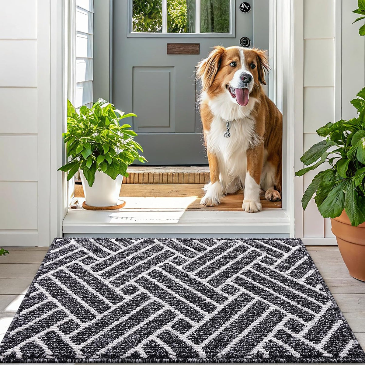 OLANLY Runner Indoor Door Mat, 47x23 Inch, Dirt Resistant and Absorbent, Non-Slip Rubber Backing Floor Mats, Easy Clean Low-Profile Doormat for Entryway, Front Door, and Inside Entrance, Black