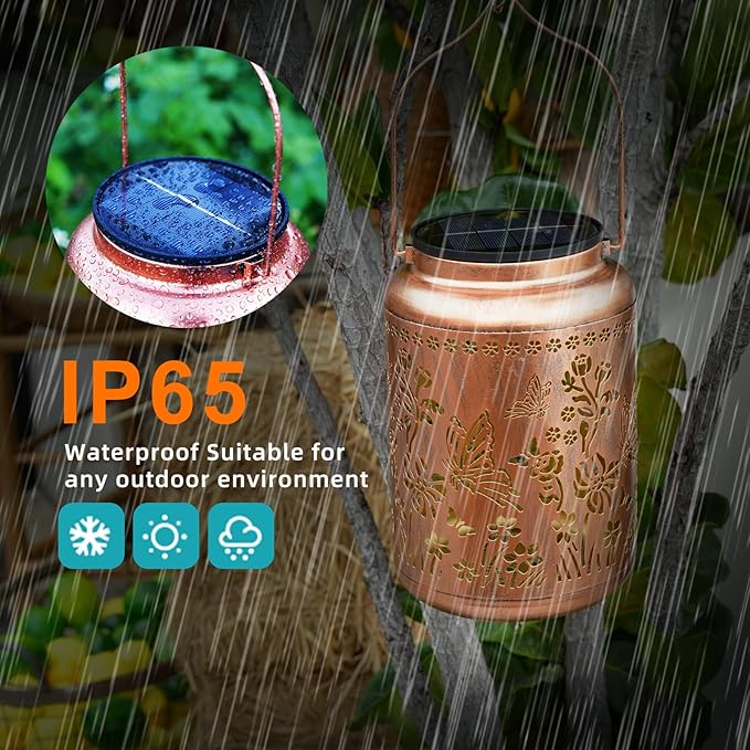 Mothers Day Gifts Butterfly Solar Lanterns Outdoor Waterproof, 14.6'' Large Solar Lamps, Upgraded 2000mAH Battery, Metal Birthday Gifts for Women Mom Grandma, Garden Yard Patio Decor