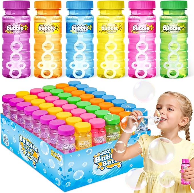 AuroTops 48 PCS Bubble Bottles with Wand in 6 Colors,Blow Bubbles in Bulk,Bubbles Party Favors for Kids Bubble Solution,Summer Toys for Kids Birthday Gifts,Ideal for Carnival,Wedding,Classroom Prizes