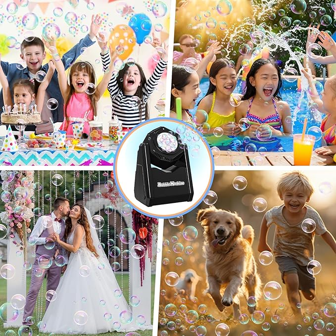 Bubble Machine, Bubble Blower for Party 90°Adjustable, Durable Automatic Bubbles Toys for Kids 20000+ Bubbles Per Mins, Bubble Maker with Bubble Concentrate Operated by Batteries for Indoor Outdoor