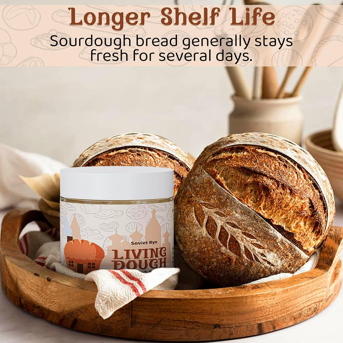 Soviet Rye Sourdough Starter Culture for Baking, Fresh &amp; Versatile, 3.5 Oz | Easy to Use, Active &amp; Live Organic Sourdough Starter for Artisan Bread, Pizza Dough, Waffles, Homemade Bread Recipes &amp; More
