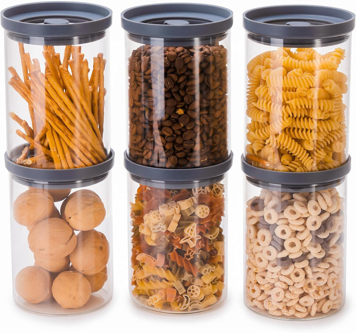 Glass Airtight Canisters with Silicone and Glass Lids – BPA-Free Borosilicate Containers for Food Prep, Storage, Wet or Dry Food Jars for Rice, Tea