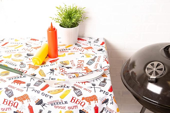 DII Outdoor Tabletop Collection, Stain Resistant & Waterproof, 60x84 w/Zipper, Barbeque