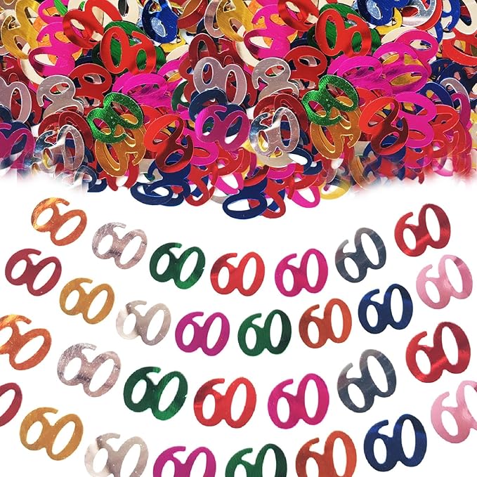 Confetti 60 Confetti 60th Birthday Decoration Scatter Party Glitter Metallic Table Decoration for Anniversary Birthday Retirement event Supplies.(60 Color)