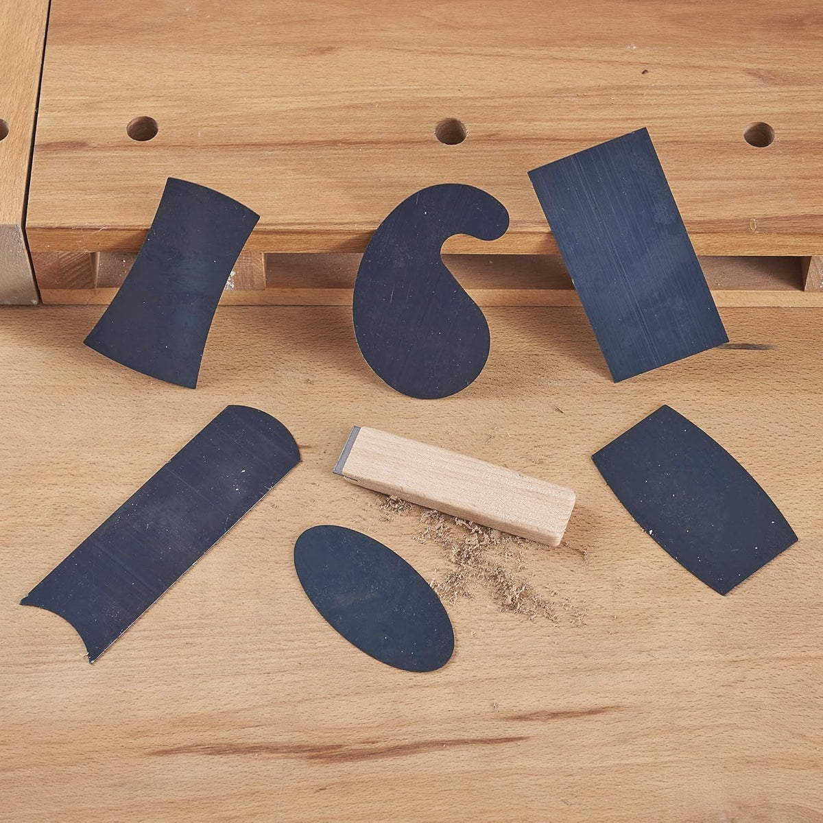 New Cabinet Scraper Cards and Cabinet Scraper Burnisher with 6 Piece Multi-Shaped Scraper Set 1 Oval 2 Double Convex/concave 1 Rectangle 1 Curved and