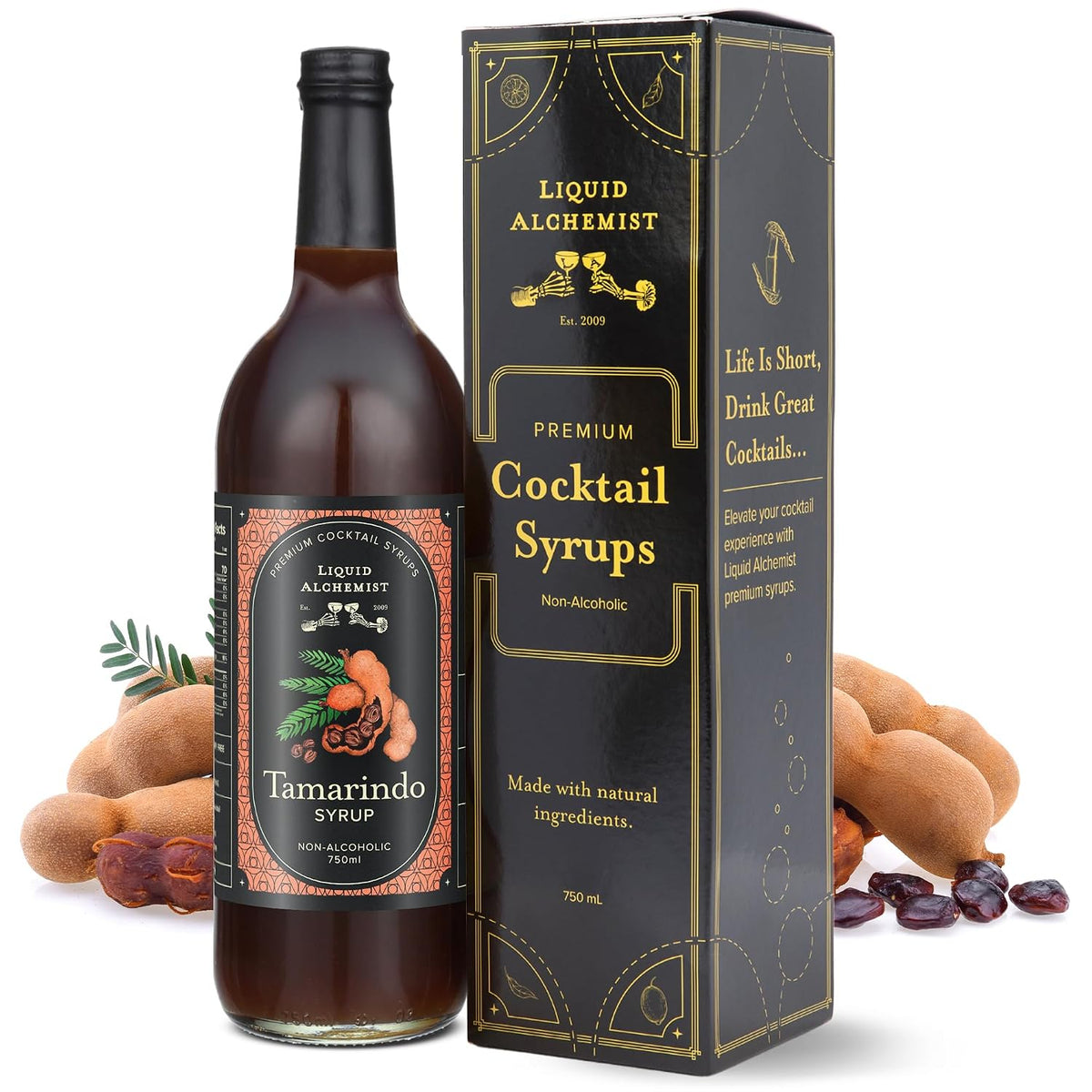 Liquid Alchemist Tamarind Syrup for Cocktails | Real Ingredients Make our Tamarind Puree the Perfect Spicy Margarita Mix | Small Batch, Non-GMO &amp; Vegan | 25.4 Oz Drink Mixer, Pack of 1