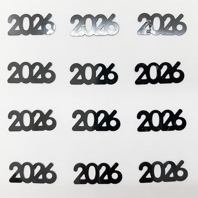 Confetti Year 2026 Black - 3 Half Oz Bags (1.5 oz) #7340 Q03