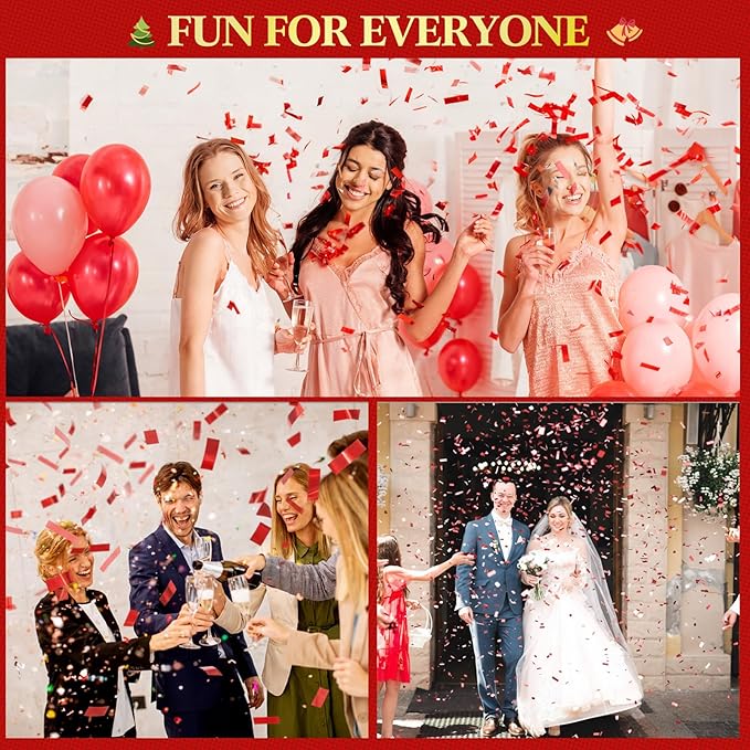 Sumind 200 Grams Red Large Metallic Confetti Rose Glitter Throwable Table Scatter Foil Confetti for Wedding Birthday Party Baby Shower Graduation Christmas Celebrations
