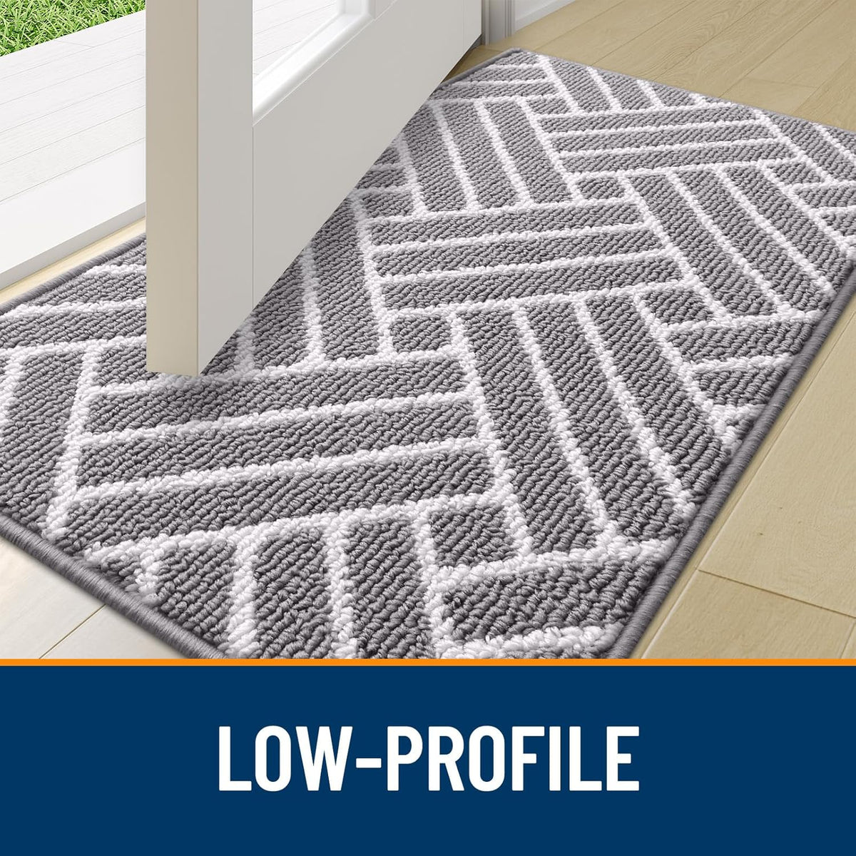 OLANLY Runner Indoor Door Mat, 47x20 Inch, Dirt Resistant and Absorbent, Non-Slip Rubber Backing Floor Mats, Easy Clean Low-Profile Doormat for Entryway, Front Door, and Inside Entrance, Grey