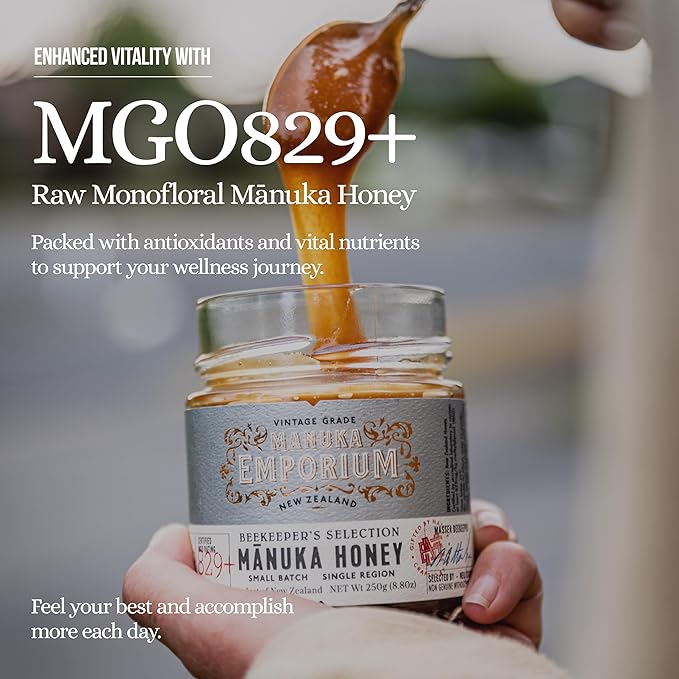 Manuka Emporium Raw Manuka Honey Packets MGO 829+, 24 x 0.18oz Extra-Potent Snaps, Certified Monofloral New Zealand Honey