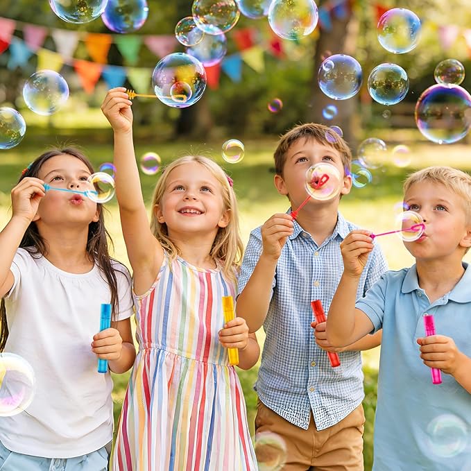 200 Pcs Mini Bubble Wands for Kids, Bulk Bubble Wands in 10 Colors, Kids Party Favor, Themed Birthday, Christmas, Goodies Bags, Wedding, Carnival Prizes Toys, Bubble Summer Outdoor Gifts for Kids