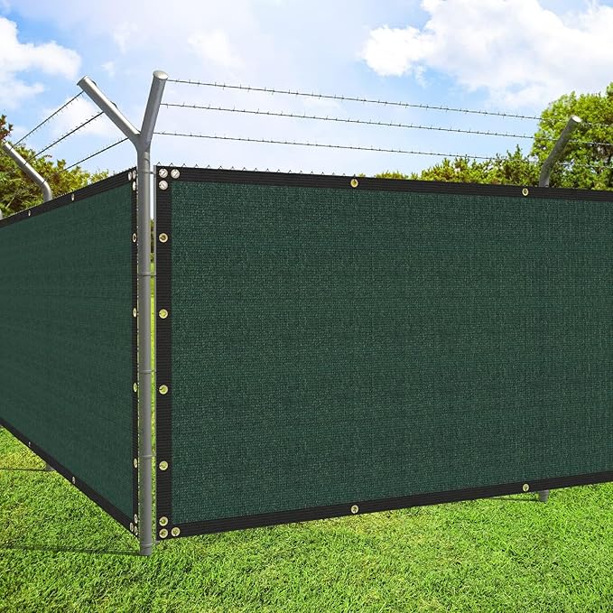 ECOOPTS 8'x251' Privacy Fence Screen Windscreen with Copper Grommets, Fit for Commercial Fence and Residential Garden Outdoor 90% UV Blockage, Cable Zip Ties Included (Green)