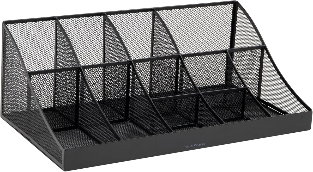 Mind Reader Countertop Organizer, 2-Tier Office Breakroom Supply Caddy, Metal Mesh, Black