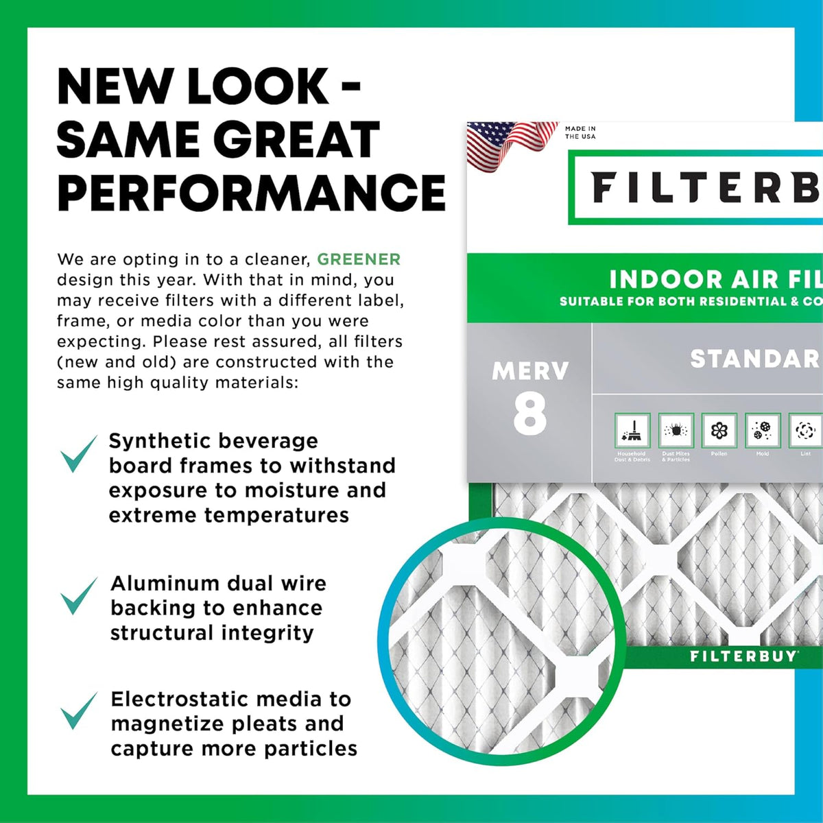 Filterbuy 20x30x2 Air Filter MERV 8 (MPR 700) Dust Defense Replacement (6-Pack), Electrostatic Pleated HVAC AC Furnace Filters, Made in USA (Actual Size: 19.75 x 29.75 x 1.75)