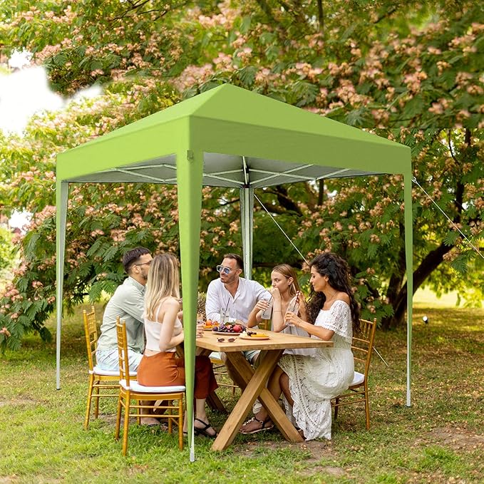 VINGLI 6.5x6.5 Pop Up Canopy Tent with Sidewalls, Outdoor Gazebo Canopy Tent, Patio Event Tents Outdoor Event Shelter for Parties (Lime Green)