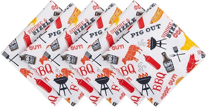 DII Outdoor Tabletop Collection, Stain Resistant & Waterproof, Napkin Set, Barbeque
