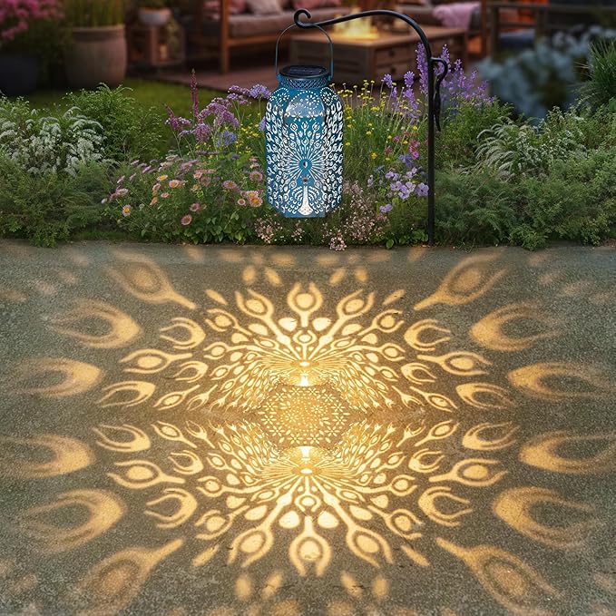 Garden Gifts for Women Solar Lanterns Outdoor Waterproof Peacock Garden Gifts Mom, Big Solar Lights, Garden Decor, Yard Art, Mothers' Day Birthday Gifts Grandma Grandpa(2Pack, Blue Gold