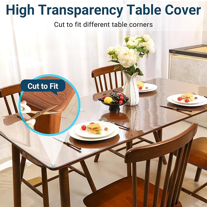 Clear Table Cover Protector Rectangle 12x36 Inch, 1.5mm Transparent Plastic Table Protector Waterproof, Anti-Scratch Clear Desk Mat for Office Desktop Dresser Dining Table, FDA Compliant